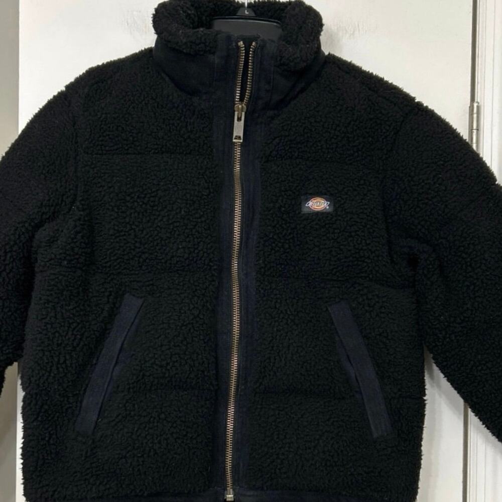 Dickies Mount Hope Sherpa Puffer Jacket Knit Black Women’s Small Cozy Winter - Picture 5 of 16